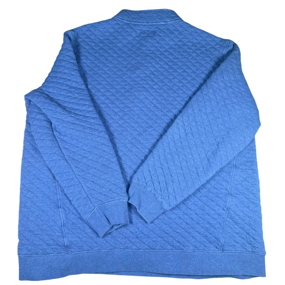 Oak Hill Mens 2XLT Blue Quilted Button Mock Neck Pullover Long Sleeve Sweater - Picture 5 of 7